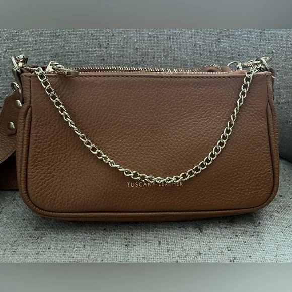 RARE Tuscany Leather Camel Double Sling Bag - Picture 11 of 15